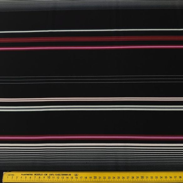 Tecido Crepe de Chine Estampado Stripe Mix Modern • Conexão Tecidos