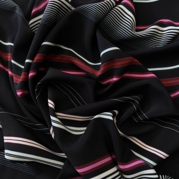 Tecido Crepe de Chine Estampado Stripe Mix Modern • Conexão Tecidos