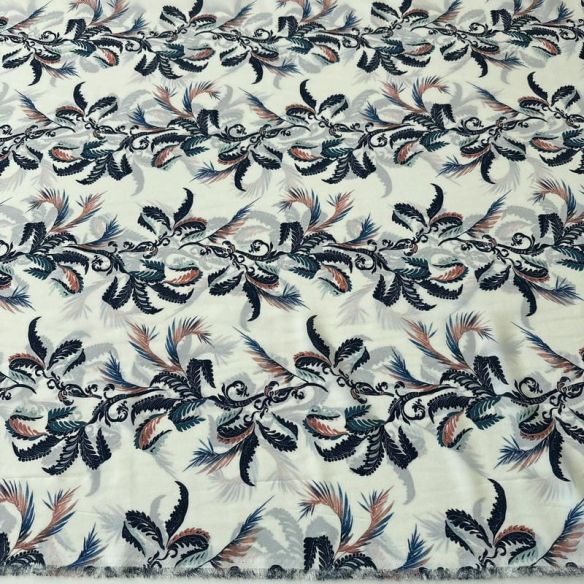 Tecido Crepe de Chine Estampado Botanical Arabesque • Conexão Tecidos