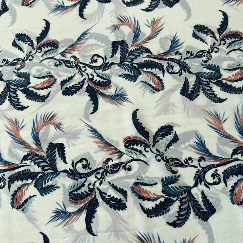 Tecido Crepe de Chine Estampado Botanical Arabesque • Conexão Tecidos