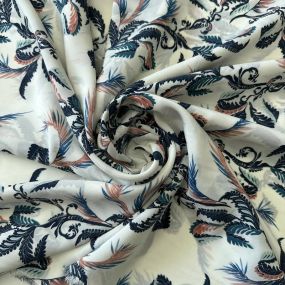 Tecido Crepe de Chine Estampado Botanical Arabesque • Conexão Tecidos