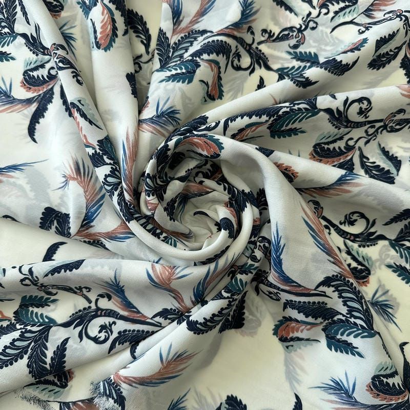 Tecido Crepe de Chine Estampado Botanical Arabesque • Conexão Tecidos