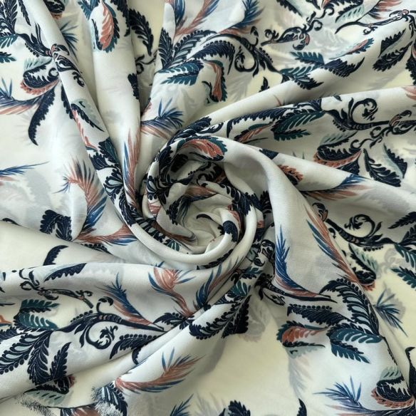 Tecido Crepe de Chine Estampado Botanical Arabesque • Conexão Tecidos