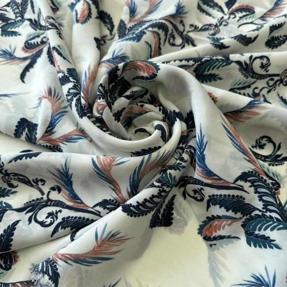 Tecido Crepe de Chine Estampado Botanical Arabesque • Conexão Tecidos