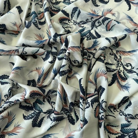 Tecido Crepe de Chine Estampado Botanical Arabesque • Conexão Tecidos