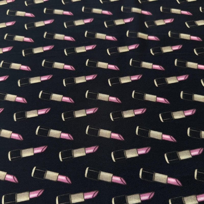 Tecido Crepe de Chine Estampado Lipstick Chic • Conexão Tecidos