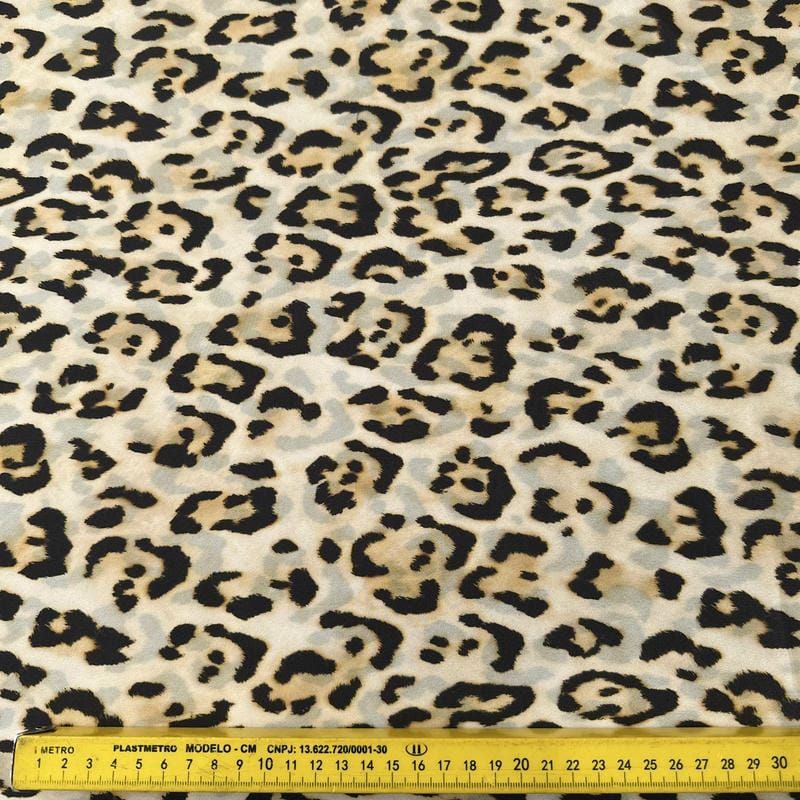 Tecido Crepe de Chine Estampado Leopard Classic • Conexão Tecidos