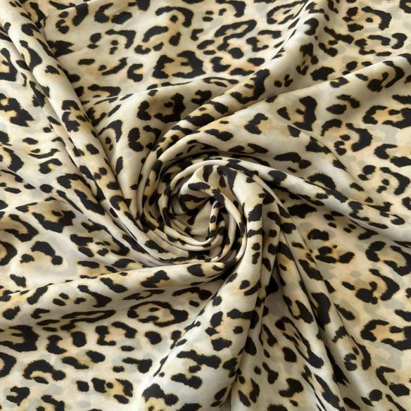 Tecido Crepe de Chine Estampado Leopard Classic • Conexão Tecidos