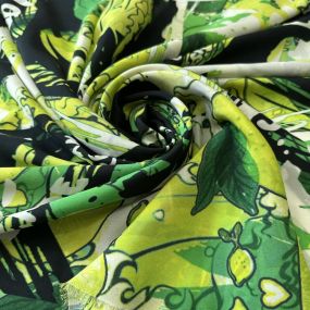 Tecido Crepe de Chine Estampado Green Lemonade • Conexão Tecidos 2