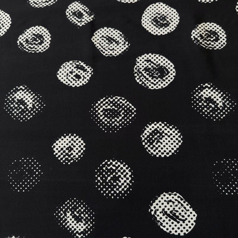 Tecido Crepe de Chine Estampado Dot Texture Retro • Conexão Tecidos
