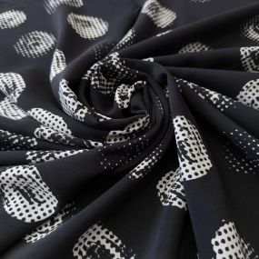 Tecido Crepe de Chine Estampado Dot Texture Retro • Conexão Tecidos 2