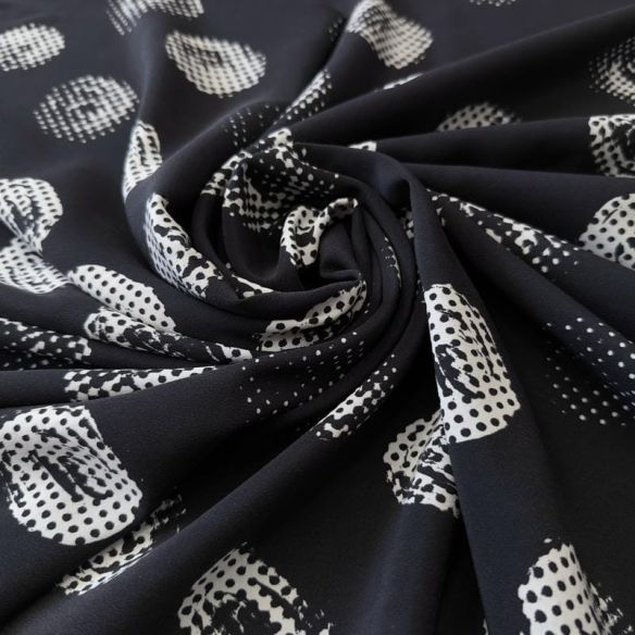 Tecido Crepe de Chine Estampado Dot Texture Retro • Conexão Tecidos