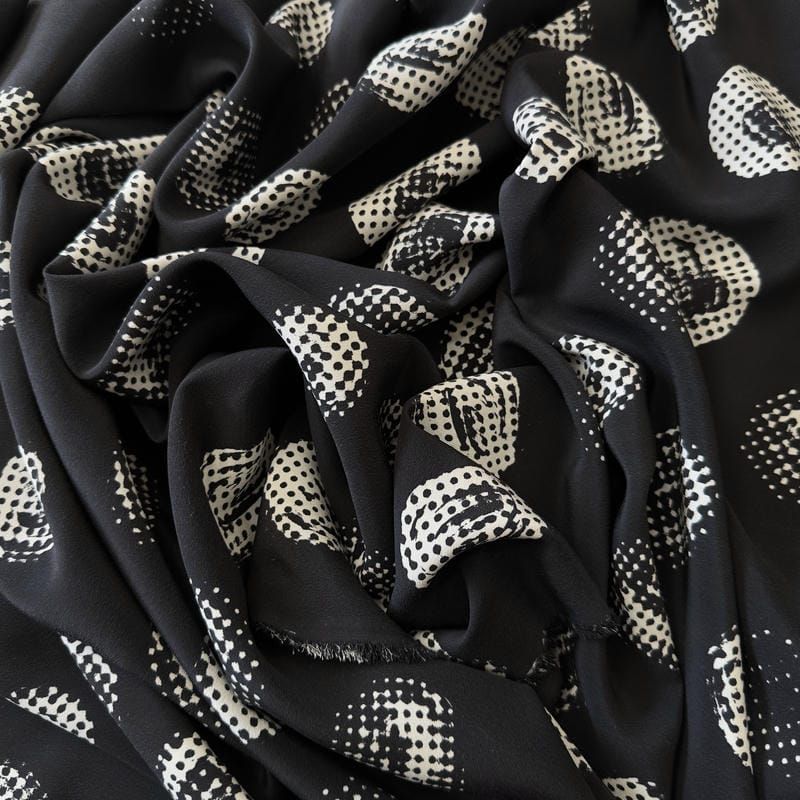 Tecido Crepe de Chine Estampado Dot Texture Retro • Conexão Tecidos