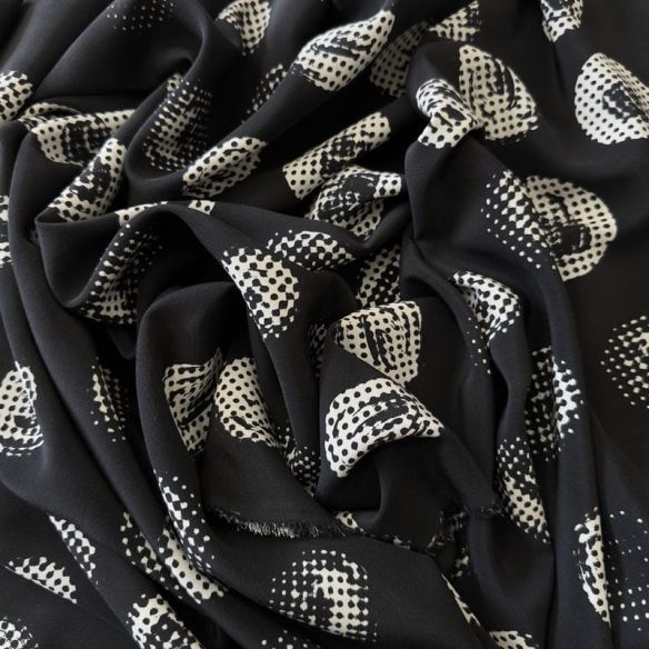 Tecido Crepe de Chine Estampado Dot Texture Retro • Conexão Tecidos