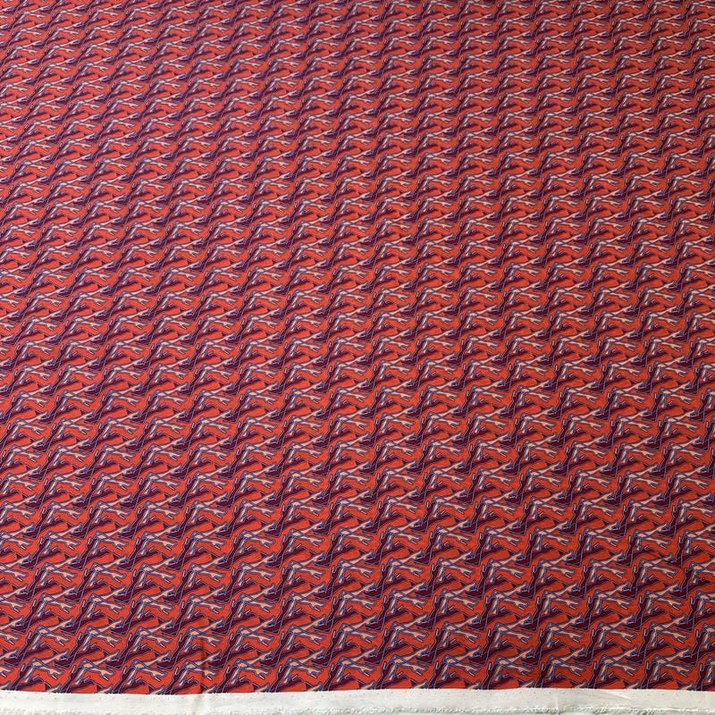 Tecido Crepe de Chine Estampado Red Legs • Conexão Tecidos