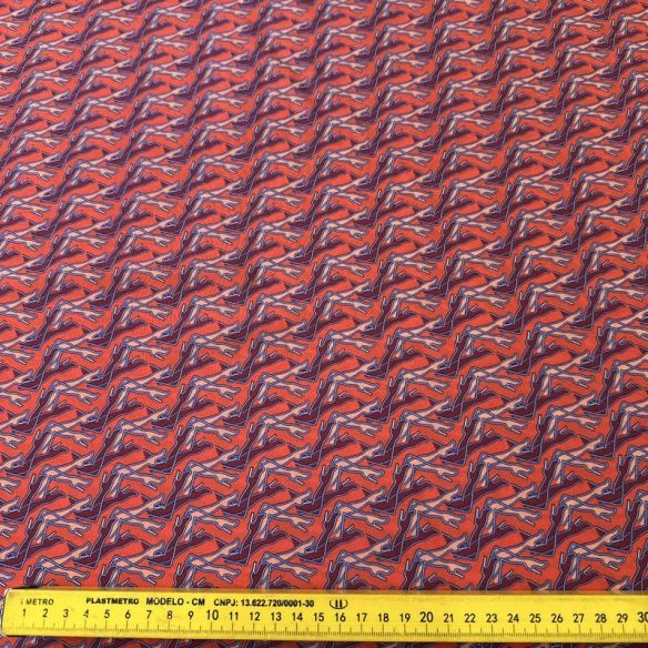 Tecido Crepe de Chine Estampado Red Legs • Conexão Tecidos