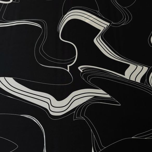 Tecido Crepe de Chine Estampado Flow Line Black • Conexão Tecidos