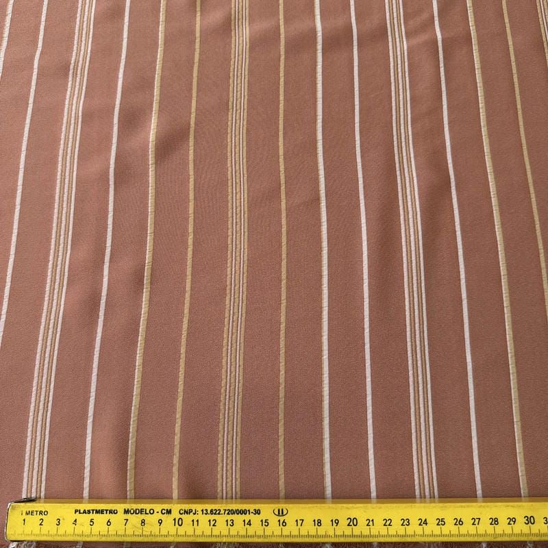 Tecido Crepe de Chine Estampado Stripe Terra Classic • Conexão Tecidos