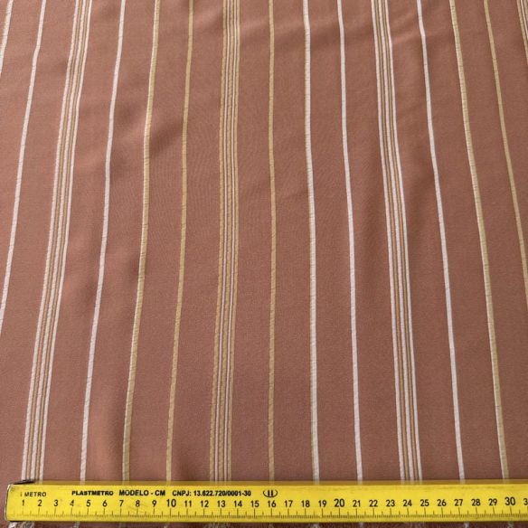 Tecido Crepe de Chine Estampado Stripe Terra Classic • Conexão Tecidos