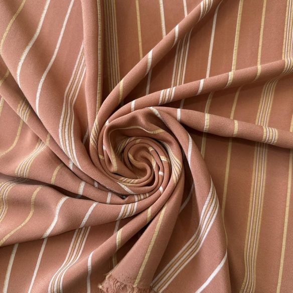 Tecido Crepe de Chine Estampado Stripe Terra Classic • Conexão Tecidos