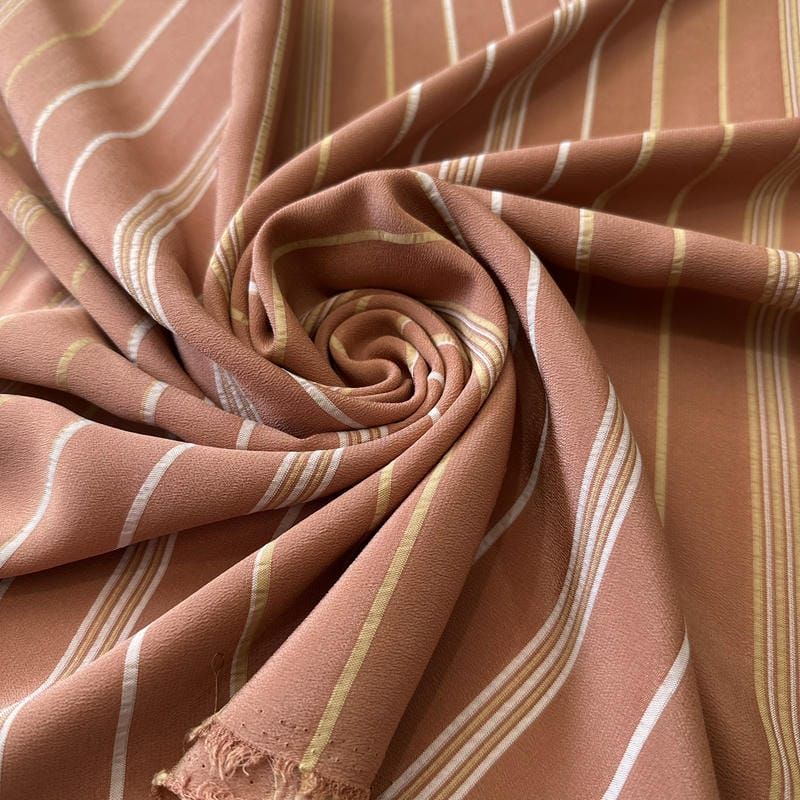 Tecido Crepe de Chine Estampado Stripe Terra Classic • Conexão Tecidos