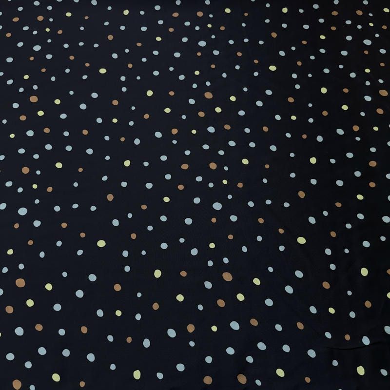 Tecido Crepe de Chine Estampado Color Dot Night • Conexão Tecidos