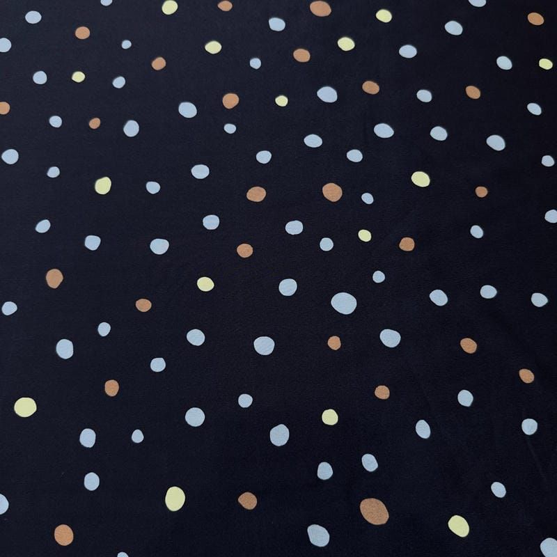 Tecido Crepe de Chine Estampado Color Dot Night • Conexão Tecidos