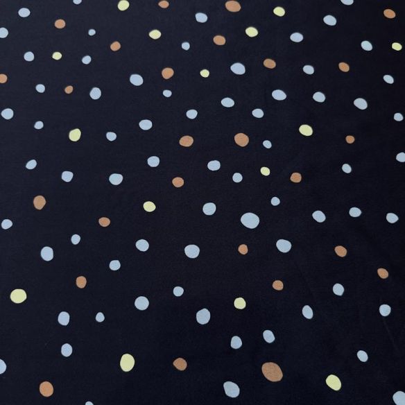 Tecido Crepe de Chine Estampado Color Dot Night • Conexão Tecidos