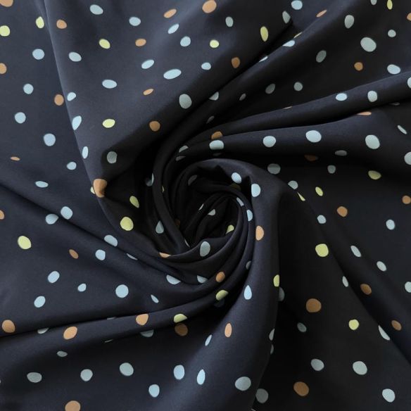 Tecido Crepe de Chine Estampado Color Dot Night • Conexão Tecidos