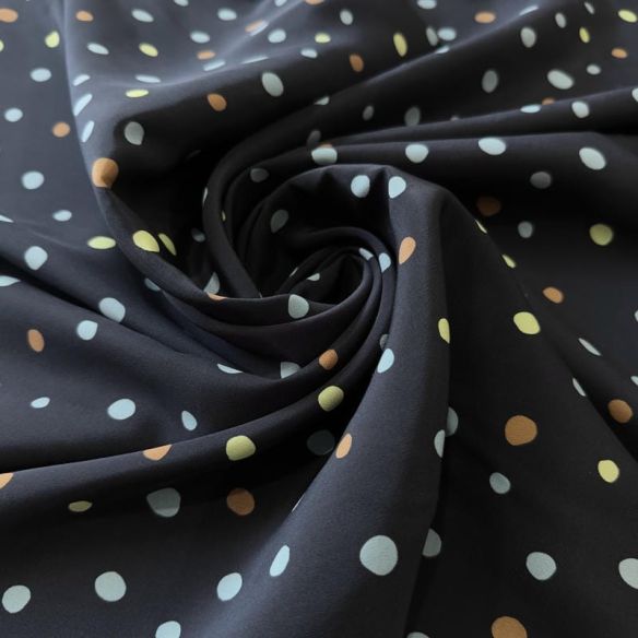 Tecido Crepe de Chine Estampado Color Dot Night • Conexão Tecidos