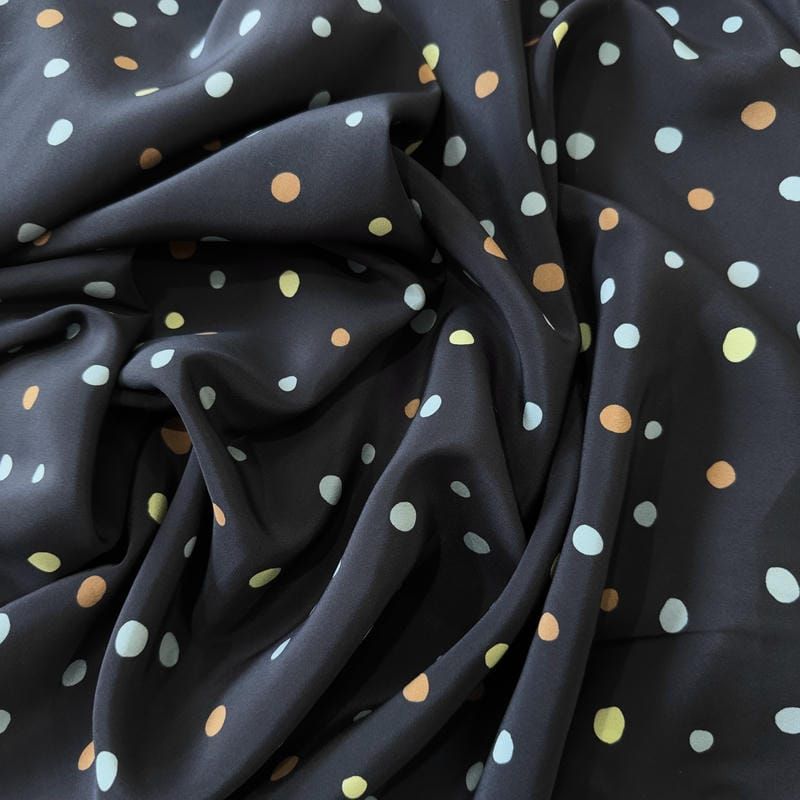 Tecido Crepe de Chine Estampado Color Dot Night • Conexão Tecidos