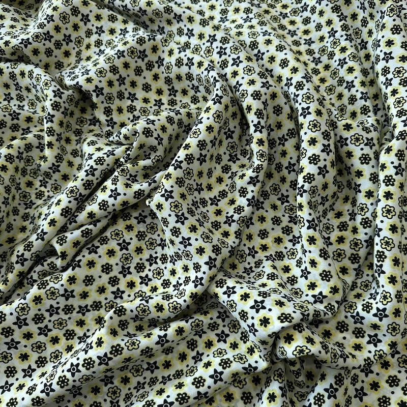 Tecido Crepe de Chine Estampado Mini Floral Garden • Conexão Tecidos