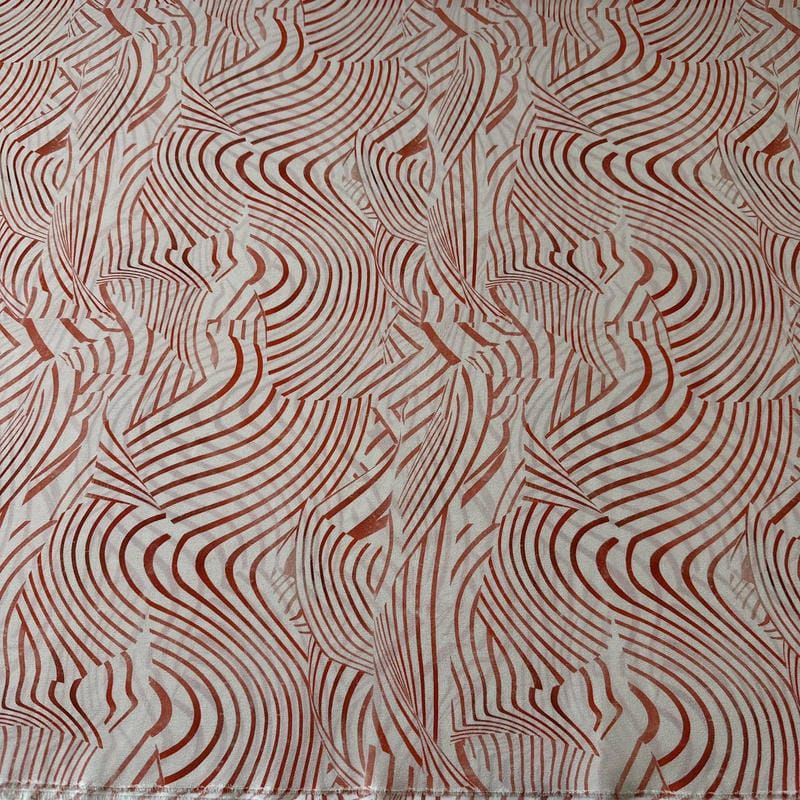 Tecido Crepe de Chine Estampado Wave Terra Pattern • Conexão Tecidos