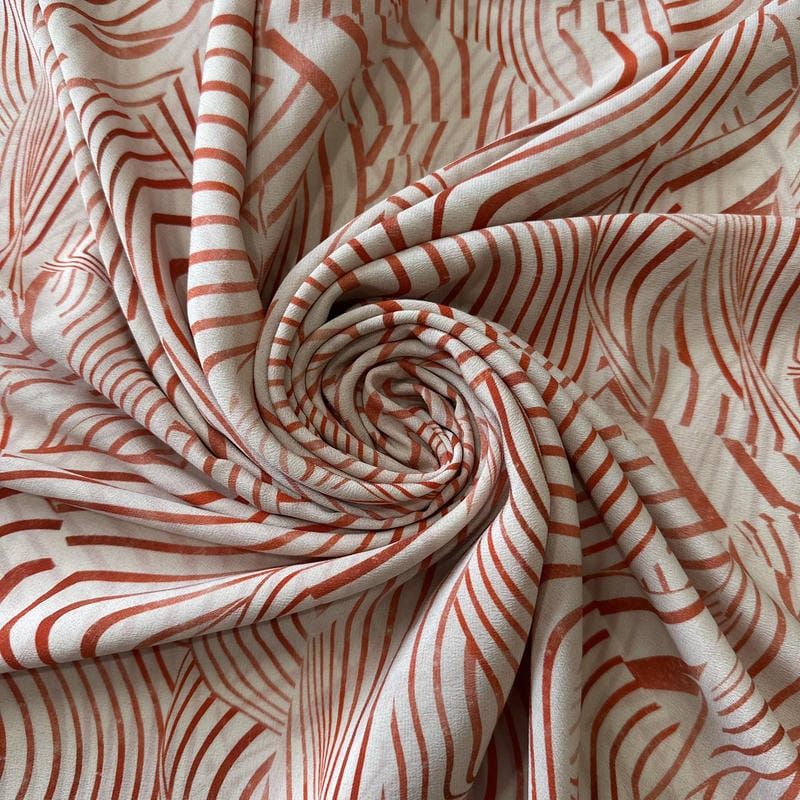 Tecido Crepe de Chine Estampado Wave Terra Pattern • Conexão Tecidos