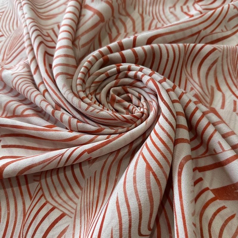 Tecido Crepe de Chine Estampado Wave Terra Pattern • Conexão Tecidos