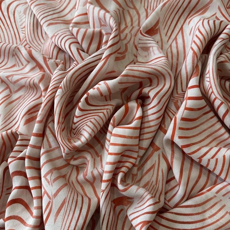 Tecido Crepe de Chine Estampado Wave Terra Pattern • Conexão Tecidos