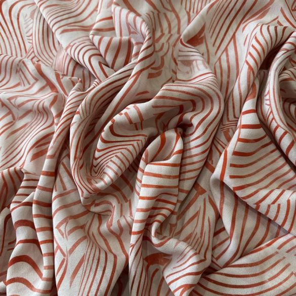 Tecido Crepe de Chine Estampado Wave Terra Pattern • Conexão Tecidos