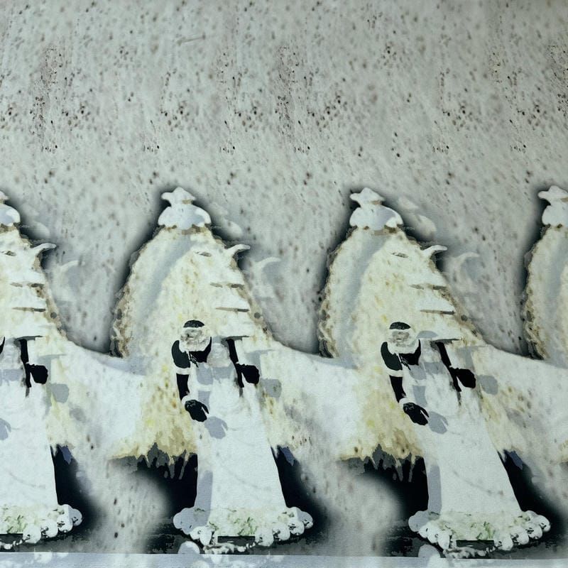 Tecido Crepe de Chine Estampado Art Figure Mono • Conexão Tecidos