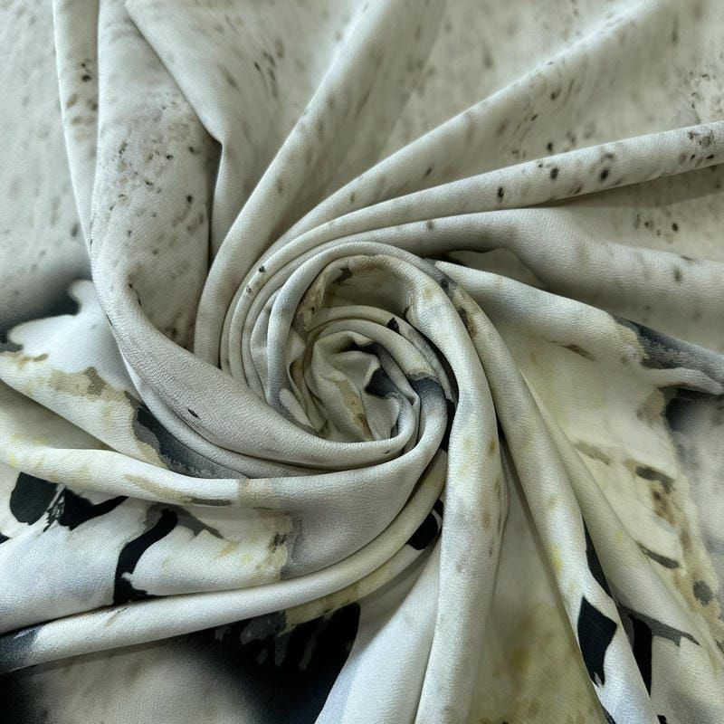 Tecido Crepe de Chine Estampado Art Figure Mono • Conexão Tecidos