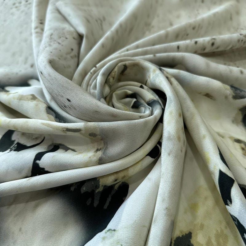 Tecido Crepe de Chine Estampado Art Figure Mono • Conexão Tecidos