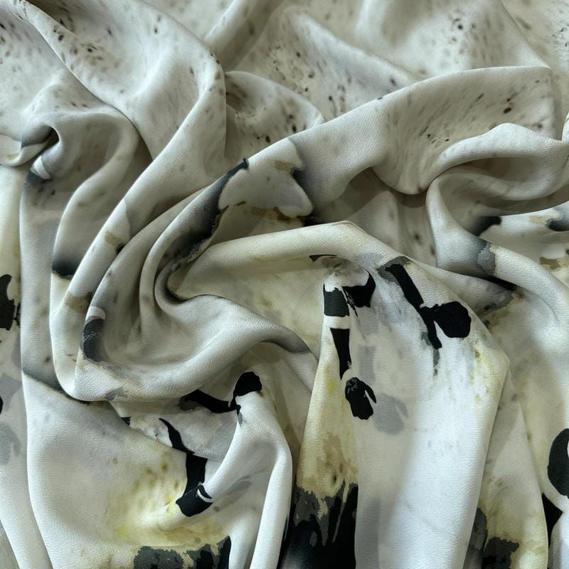 Tecido Crepe de Chine Estampado Art Figure Mono • Conexão Tecidos