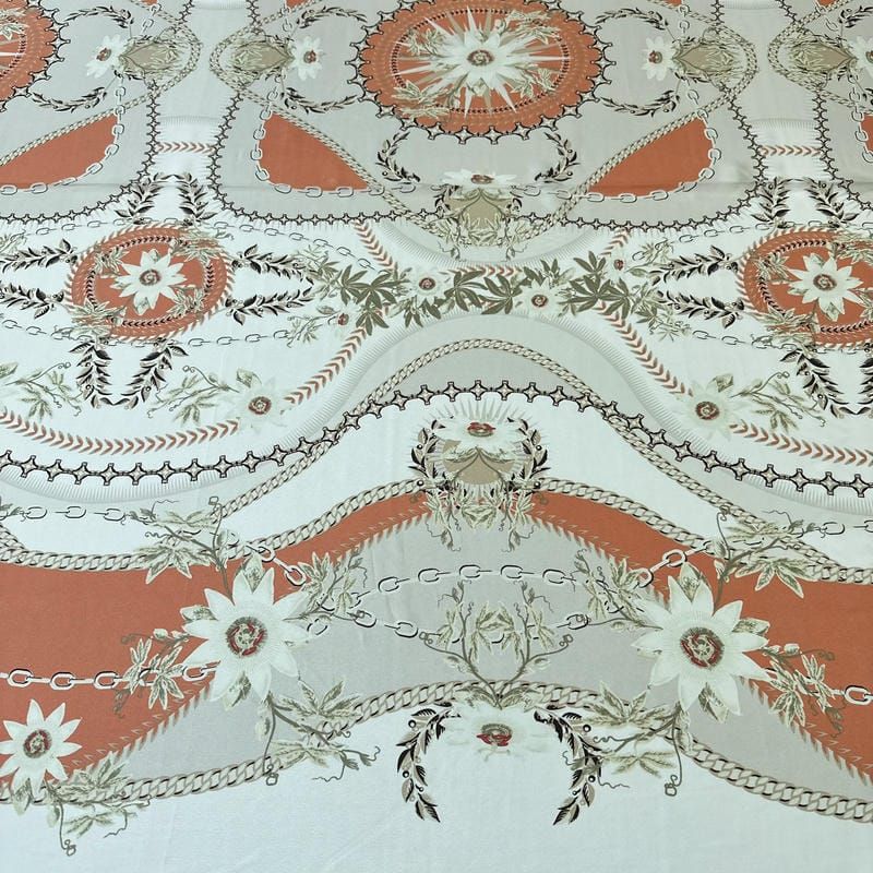 Tecido Crepe de Chine Estampado Chain Royal Soft • Conexão Tecidos