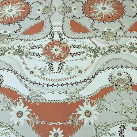 Tecido Crepe de Chine Estampado Chain Royal Soft • Conexão Tecidos