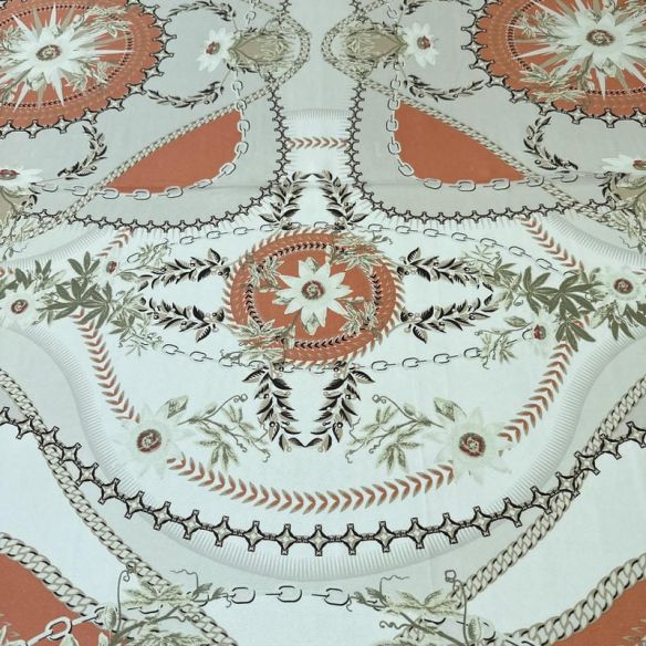 Tecido Crepe de Chine Estampado Chain Royal Soft • Conexão Tecidos