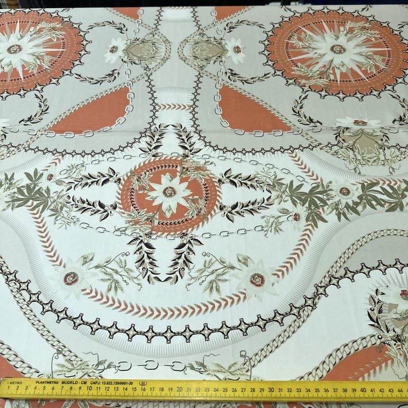 Tecido Crepe de Chine Estampado Chain Royal Soft • Conexão Tecidos