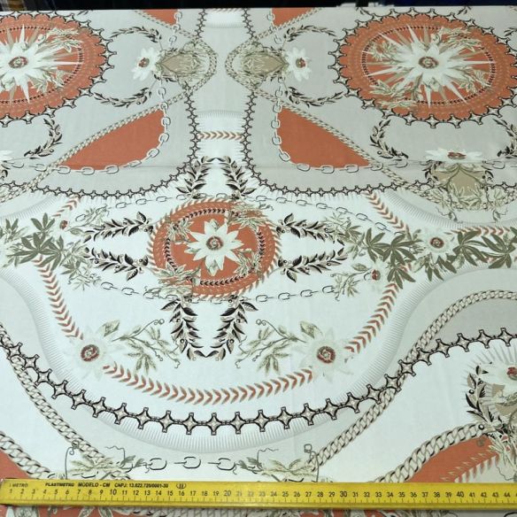 Tecido Crepe de Chine Estampado Chain Royal Soft • Conexão Tecidos