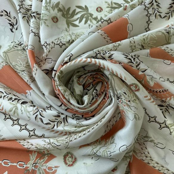 Tecido Crepe de Chine Estampado Chain Royal Soft • Conexão Tecidos