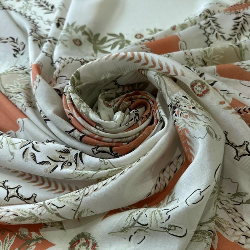 Tecido Crepe de Chine Estampado Chain Royal Soft • Conexão Tecidos