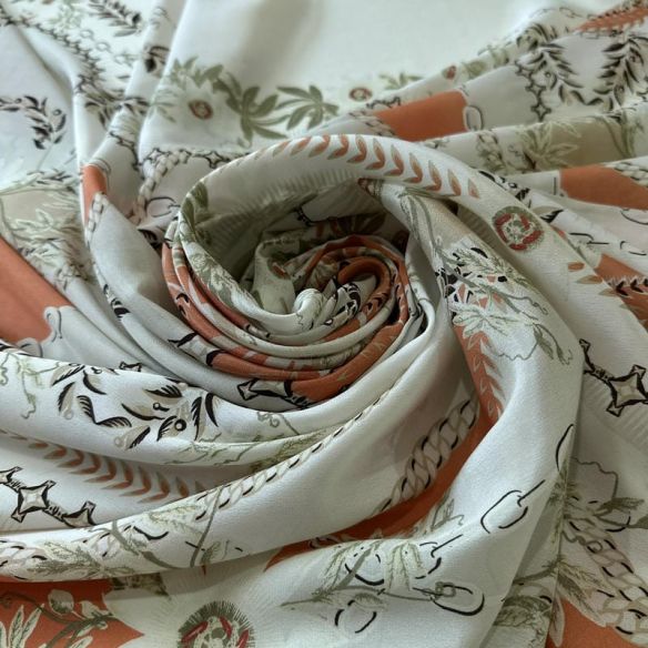 Tecido Crepe de Chine Estampado Chain Royal Soft • Conexão Tecidos