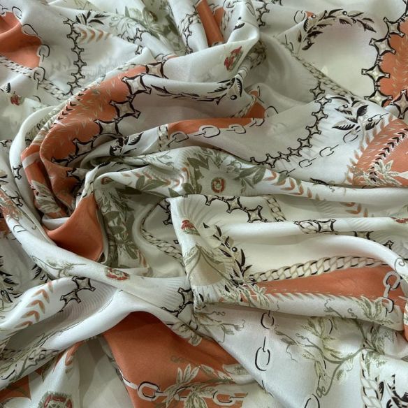 Tecido Crepe de Chine Estampado Chain Royal Soft • Conexão Tecidos